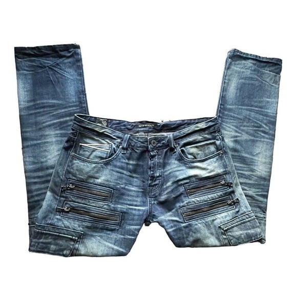 CULT OF INDIVIDUALITY Greaser Cargo Japanese Denim Selvedge Jeans 36x34 Men